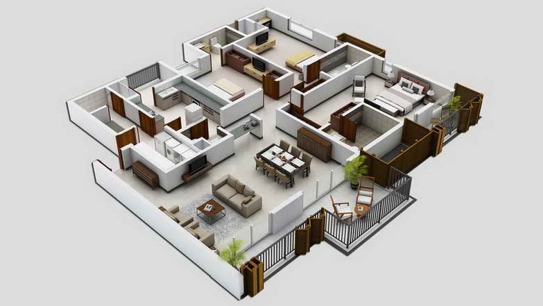 DESAIN DAN DENAH  RUMAH  MINIMALIS  MODERN DENGAN 4 KAMAR  