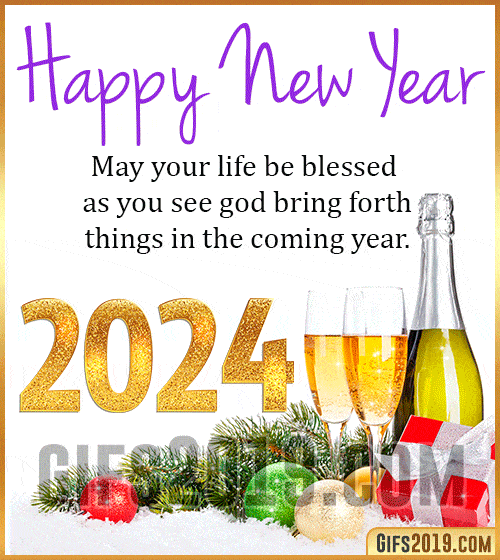 happy new year 2024 champagne gif