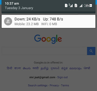 Data usage in notification