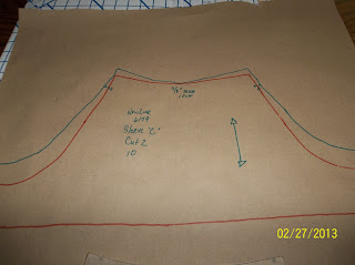 pivot pattern to increase mark to increase sleeve width retrace pattern