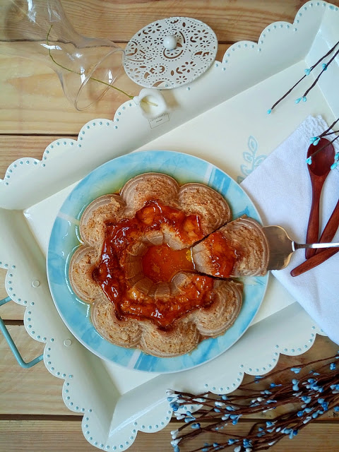 Flan de manzana en Crockpot (olla de cocción lenta). Receta sencilla, fácil y rápida que sabe y huele a otoño.Postre merienda Caramelo Baño maría Cuca