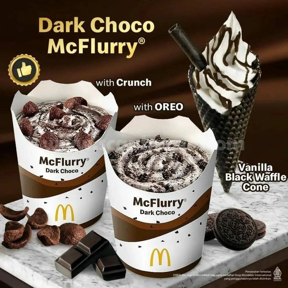 McDonalds Dark Choco McFlurry & Vanilla Black Waffle Cone