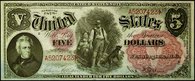 US currency Five Dollar Legal Tender Note 1878  Woodchopper