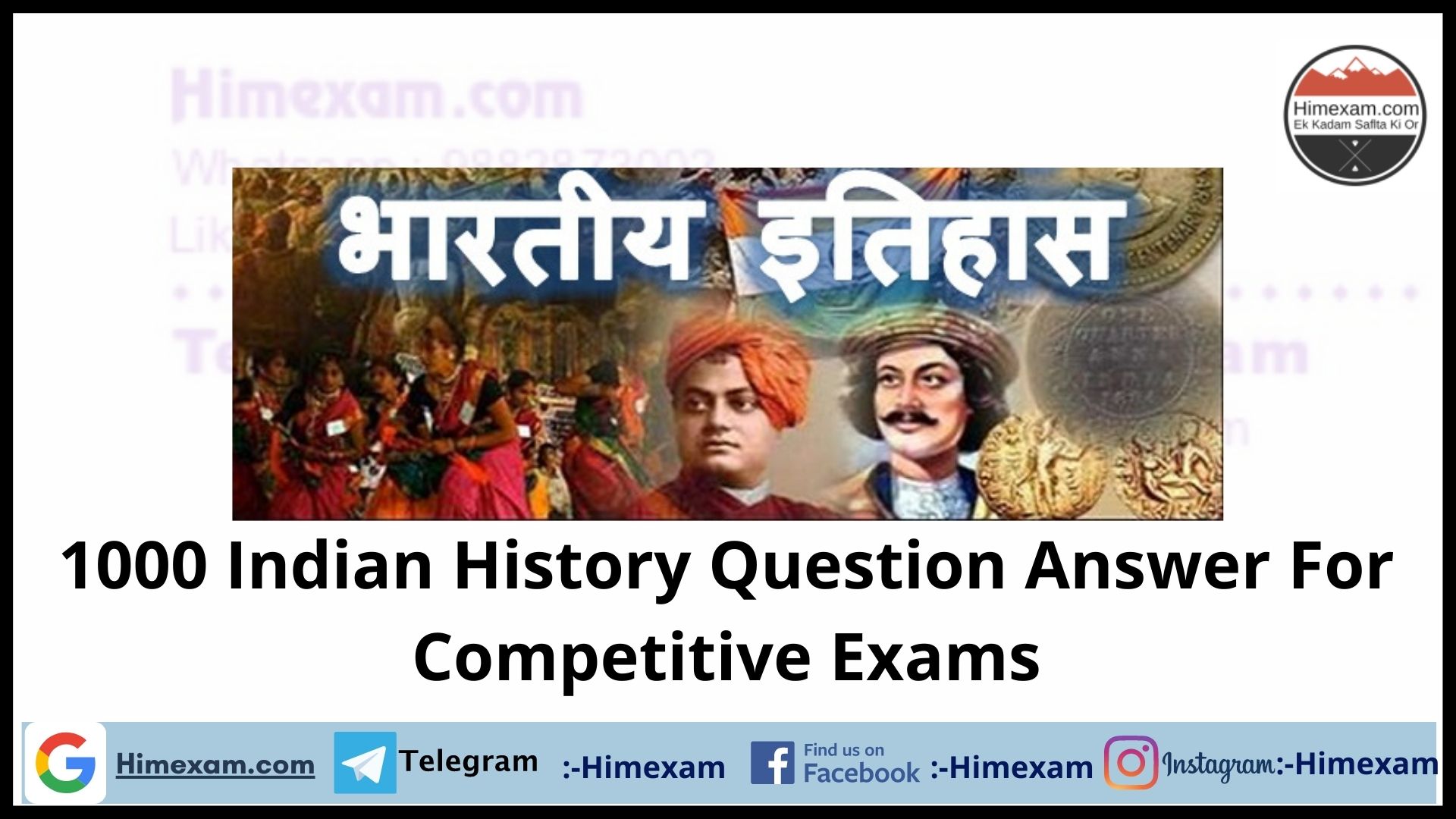1000 Indian History Question Answer For Competitive Exams