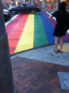 Rainbow pedestrian crossing.