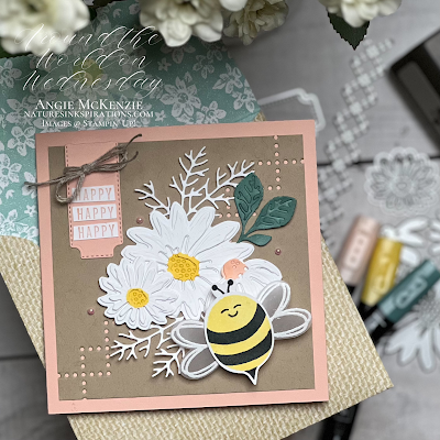 Stampin' Up! Cheerful Daisies Bee card with supplies | Nature's INKspirations by Angie McKenzie