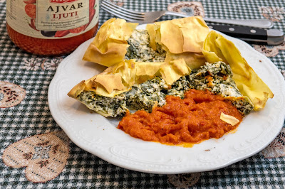 ricotta e spinaci con ajvar