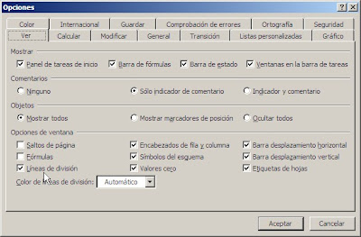 líneas de división en Excel 2003