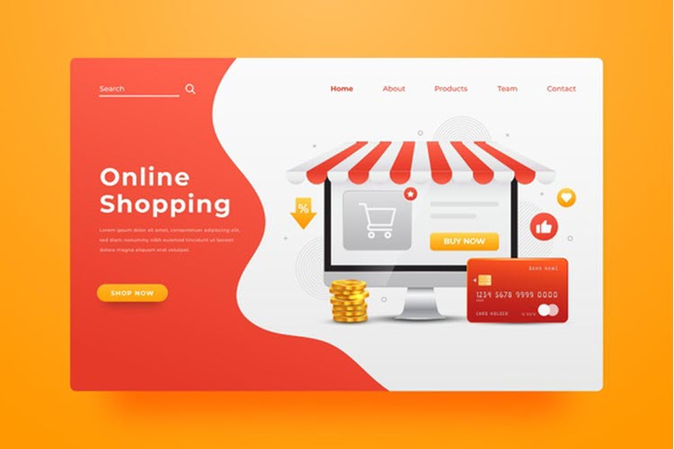 Realistic Online Shopping Landing Page Free Vector