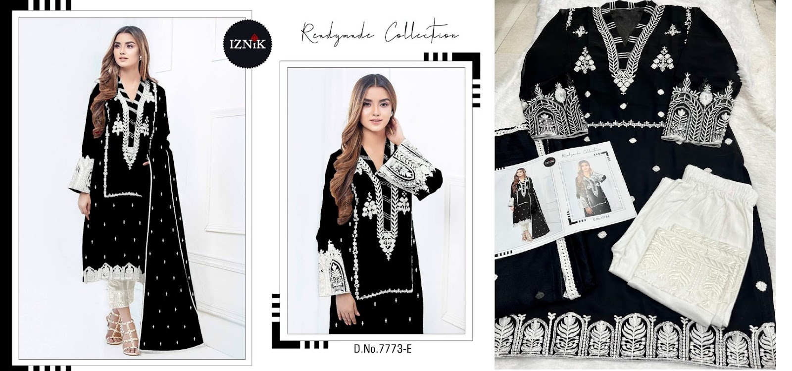 7773-Acef Iznik Georgette Embroidery Work Pakistani Readymade Suits