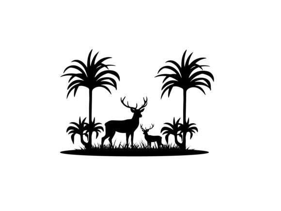 Download Nice Garden with Forest Deer SVG Silhouette  Compatible with Cameo Silhouette Studio, Cricut and other cutting machines for any crafting projects.