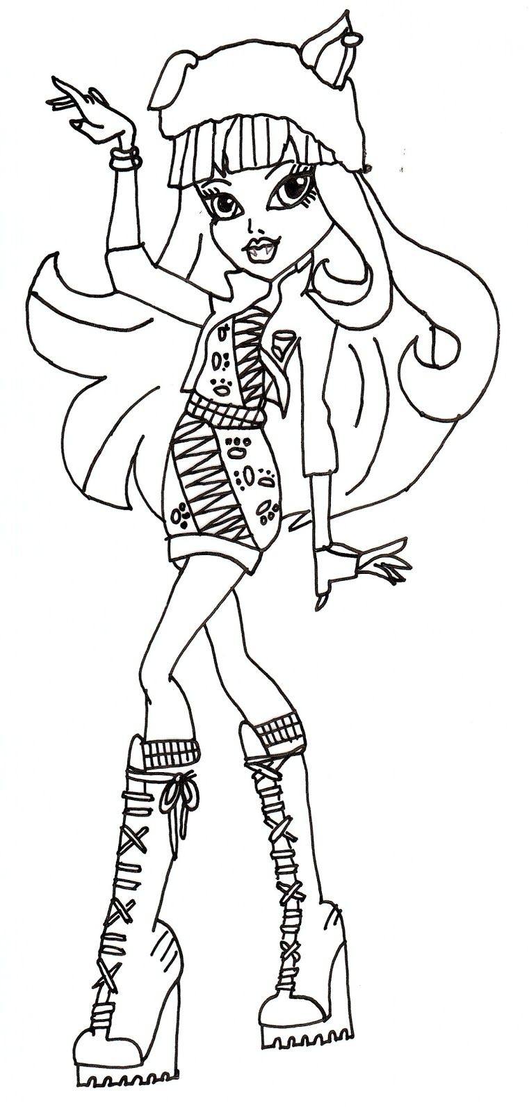 Free printable monster high coloring sheet for Howleen Wolf in 13 Wishes Doll Assortment