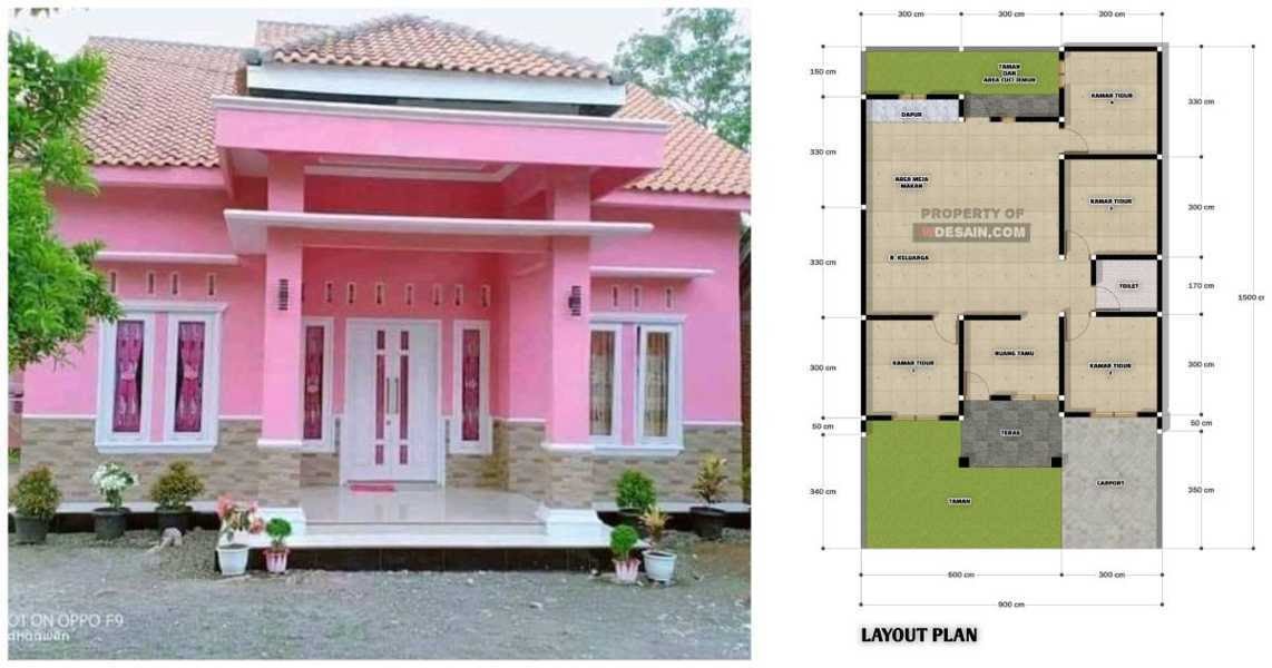 Denah Rumah  9x15 4 Kamar Tidur 1 Lantai DESAIN  RUMAH  