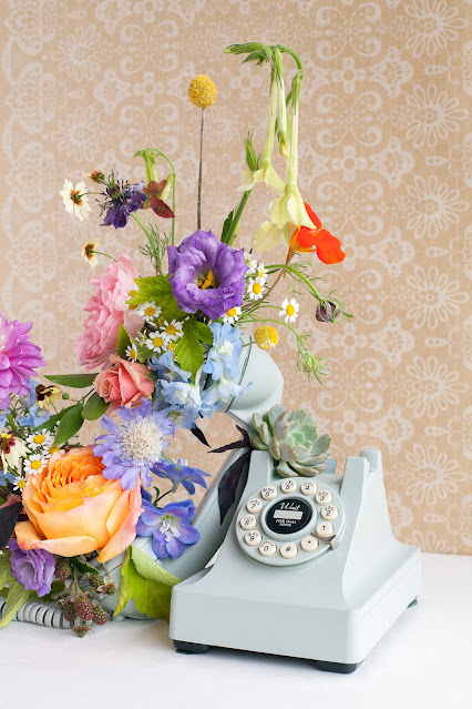 vintage phone with flowers