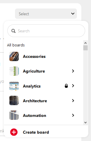 Pinterest Board Selection