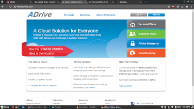 screenshot of ADrive website