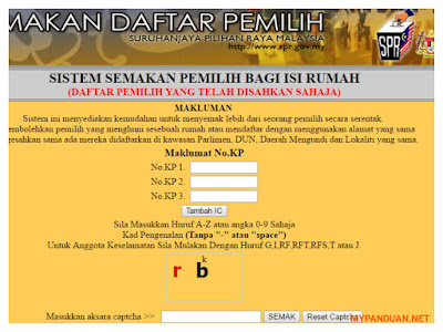 Semakan Daftar Pemilih Secara Online Dan SMS