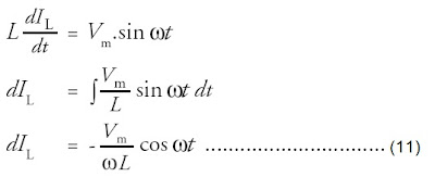Tegangan pada induktor VL setara dengan tegangan sumber V