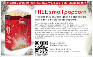 Tax Day 2013 AMC free popcorn