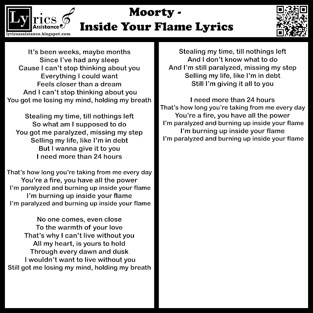 Moorty - Inside Your Flame Lyrics | lyricsassistance.blogspot.com