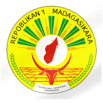 The seal of Madagascar on a waving white flag