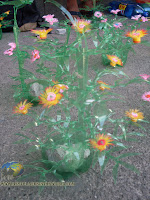 Flower Decor Made Of Green Plastic Bottles