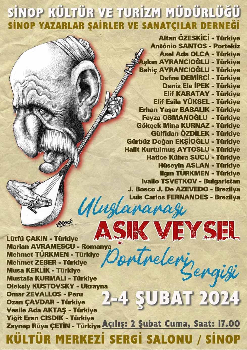Aşık Veysel Portraits Exhibition at Sinop Cultural Center