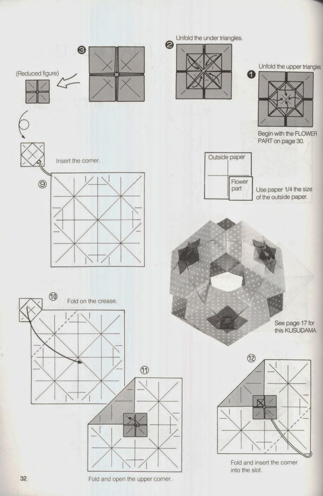 Bảng hướng dẫn cách gấp xếp UFO trong ebook Kusudama ball origami