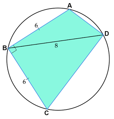 円に内接する四角形ABCDの面積は？