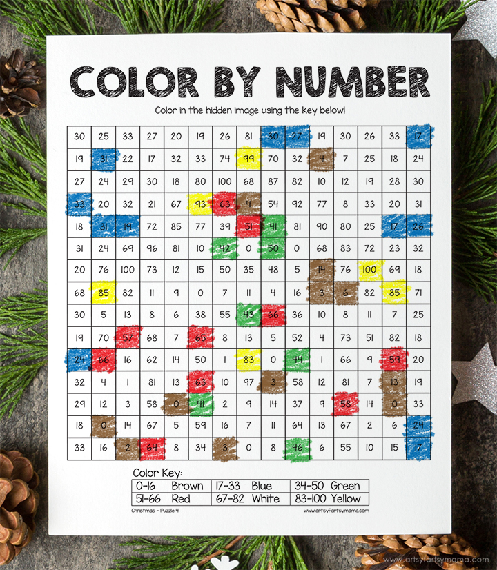 Free Printable Christmas Color by Number Worksheets