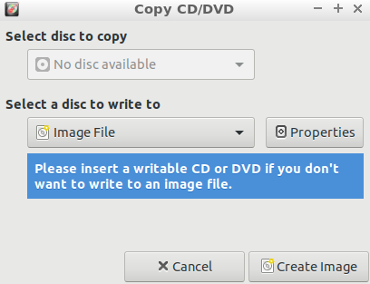 Brasero copy disk operation