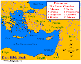 Mapa com a localização da ilha de Patmos