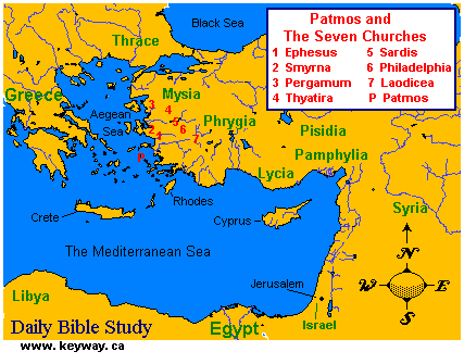 Mapa com a localização da ilha de Patmos