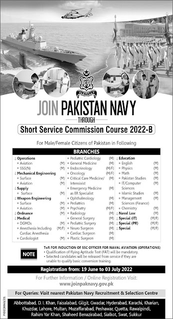 Join Pakistan Navy Jobs 2022 through SSC | Joinpaknavy.gov.pk