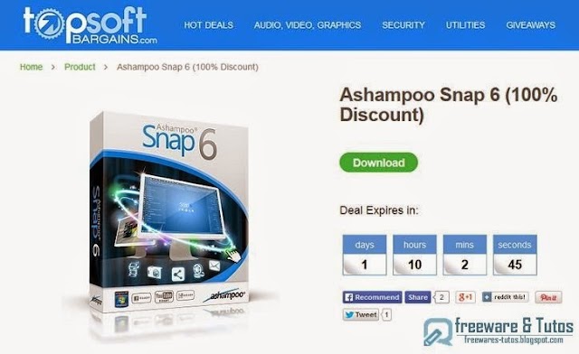 Offre promotionnelle : Ashampoo Snap 6  gratuit !