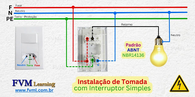 Instalação Tomada com Interruptor padrão ABNT de Forma Segura NBR14136! - fvml