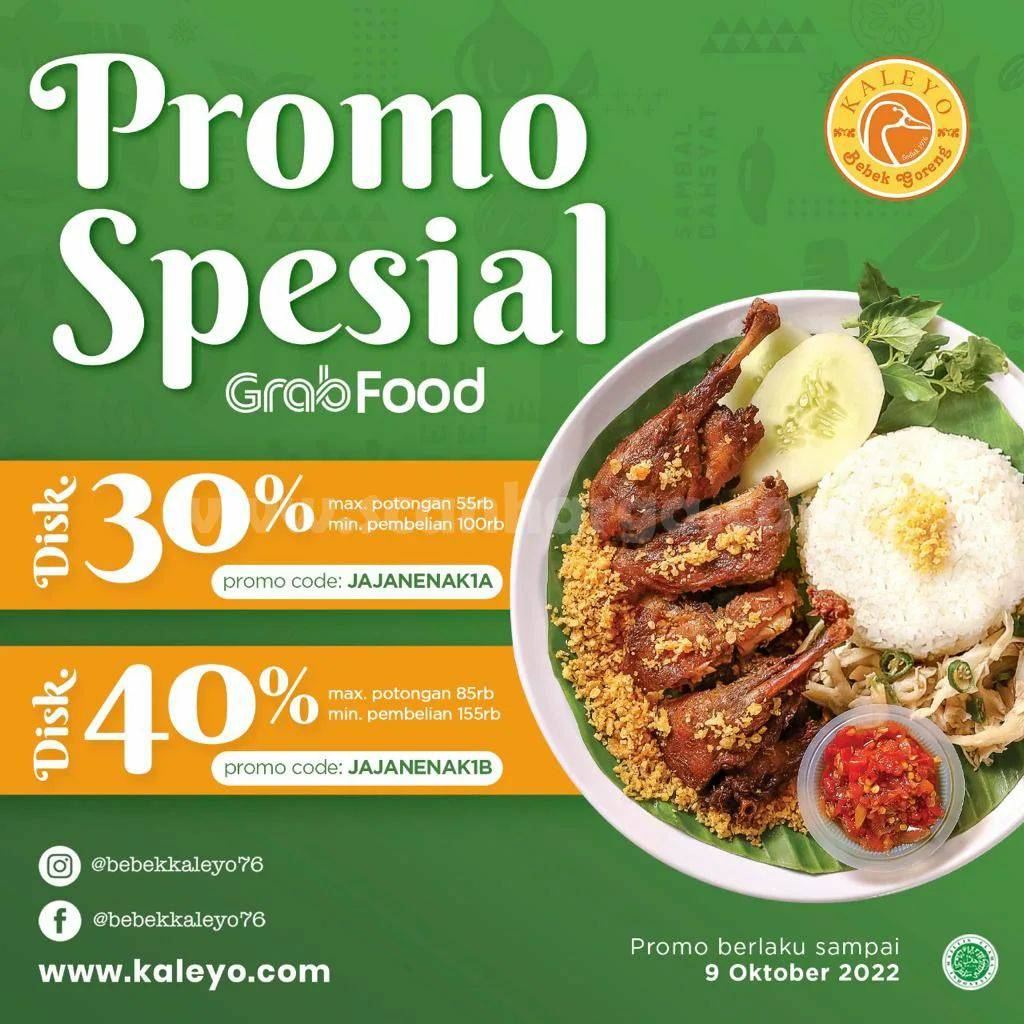 BEBEK KALEYO Promo GRABFOOD DISKON hingga 40%