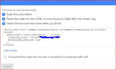 cara memasang kode iklan adsense youtube di blog website