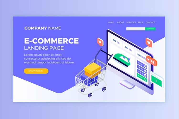 Isometric e-commerce landing pages Free Vector