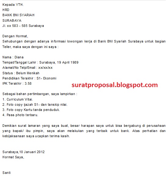 Contoh Surat Lamaran Kerja Bank Bri Pdf - Kumpulan Kerjaan