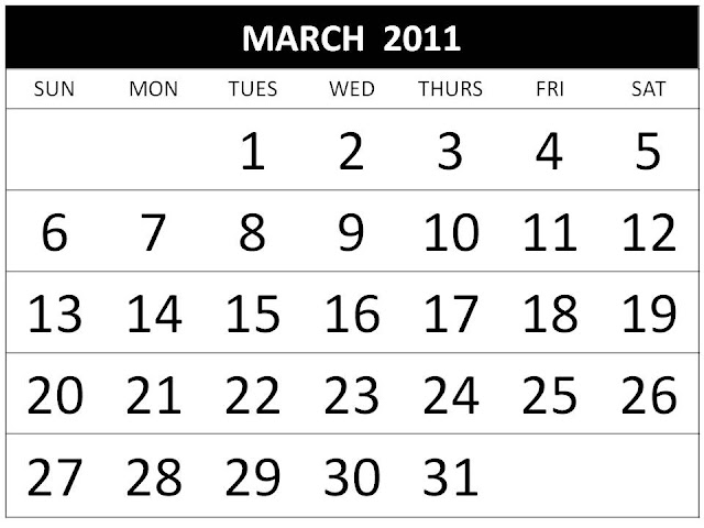 march calendar 2011 holidays. Calendar 2011 March with