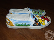 Handmade Angry Bird Shoes. All I did was sketch out the characters onto the .