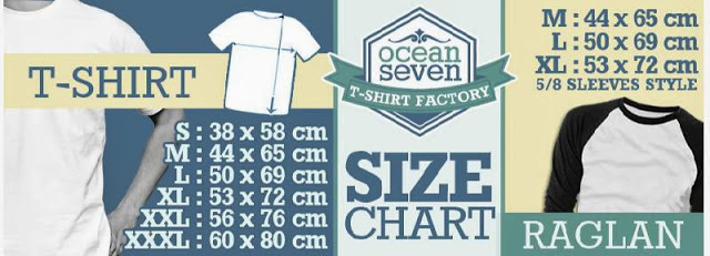 Ukuran Kaos dan Raglan Ocean Seven , ukuran kaos ocean seven, ukuran kaos raglan