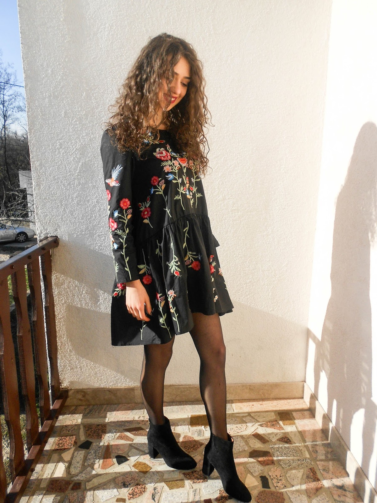 Zara embroidered dress