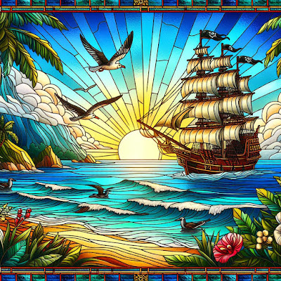 Tall ship on tropic sea