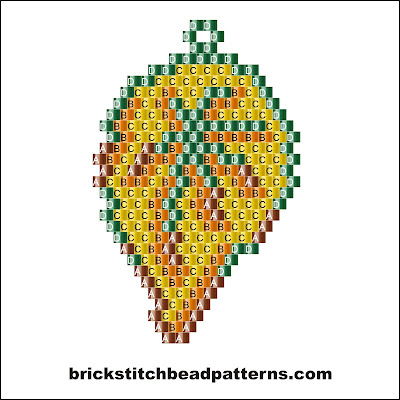 Free brick stitch seed bead earring pattern labeled color chart