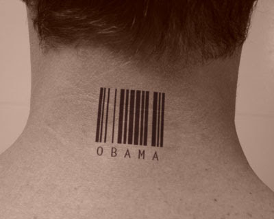 The barcode Symbols neck men tattoo