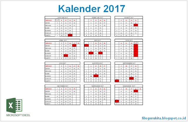 Kalender Pendidikan Disertai Hitungan Hari/Minggu Sangat Efektif Microsoft Excel