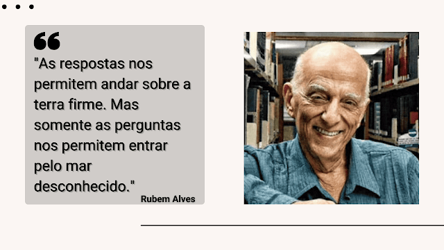Rubem Alves com uma frase em destaque.