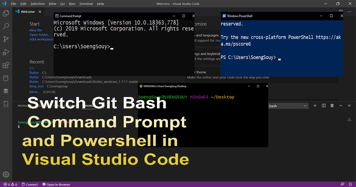 Switch Git Bash Command Prompt And Powershell In Visual Studio Code